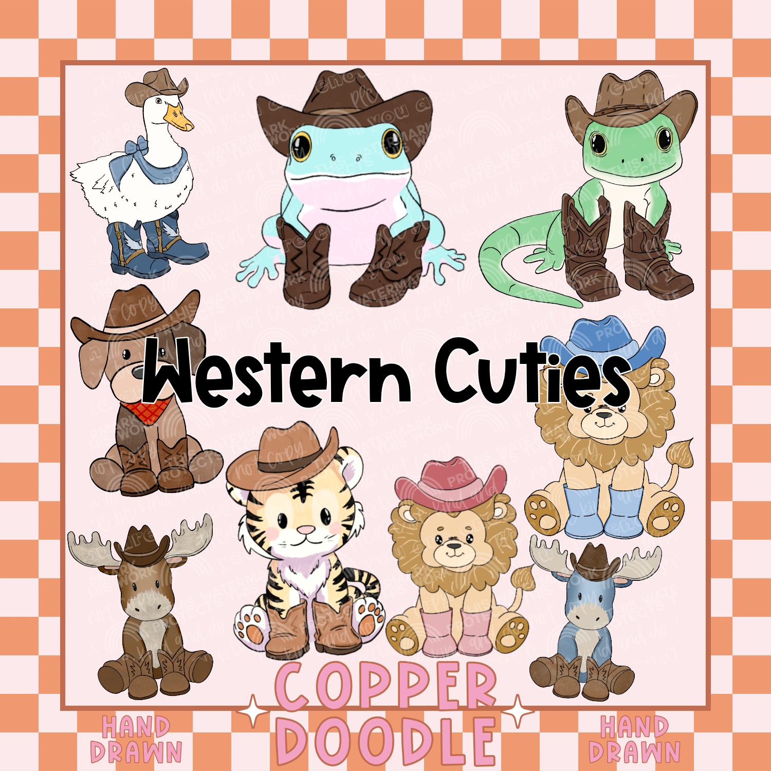 WESTERN CUTIES CLIPART BUNDLE | HAND DRAWN