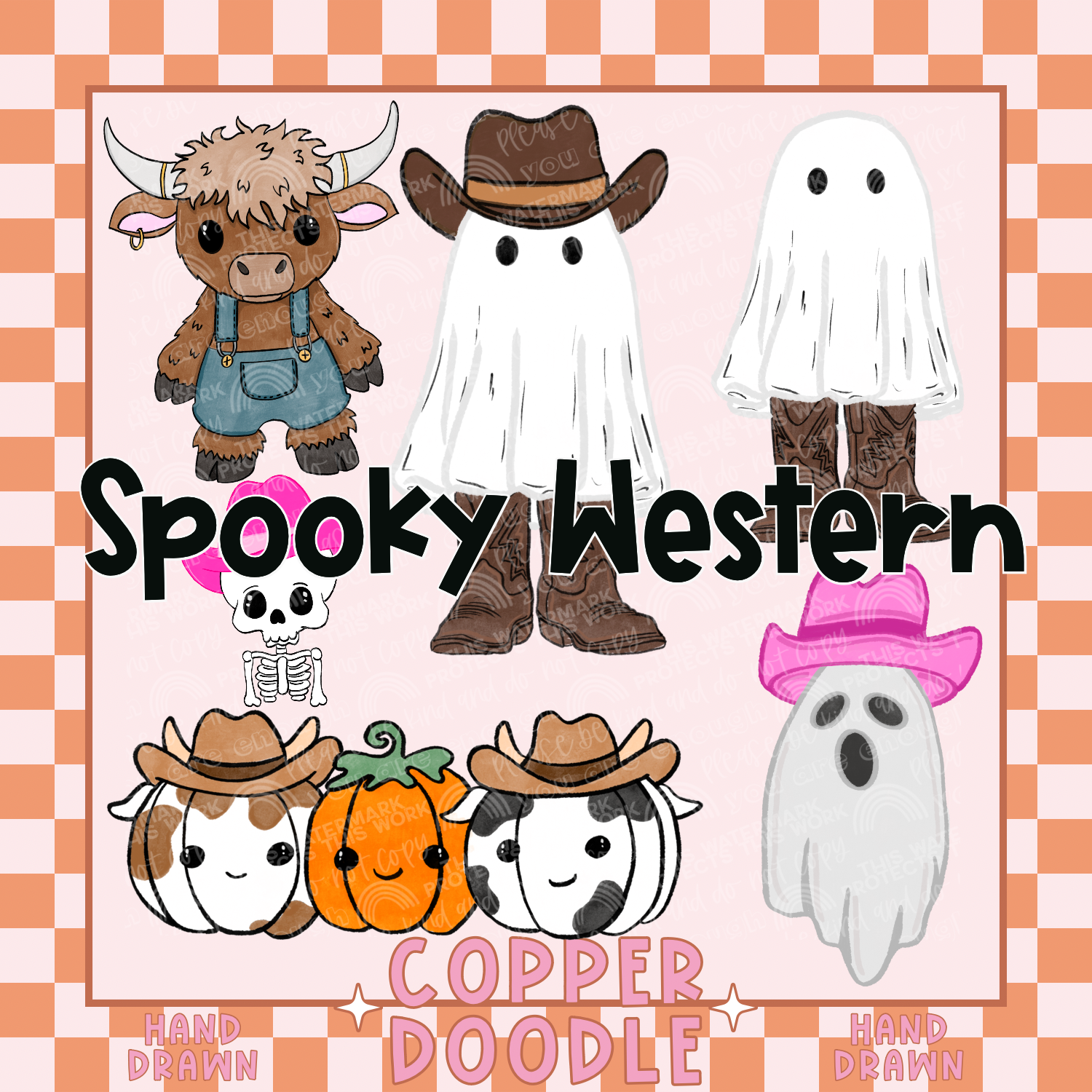SPOOKY WESTERN CLIPART BUNDLE | HAND DRAWN