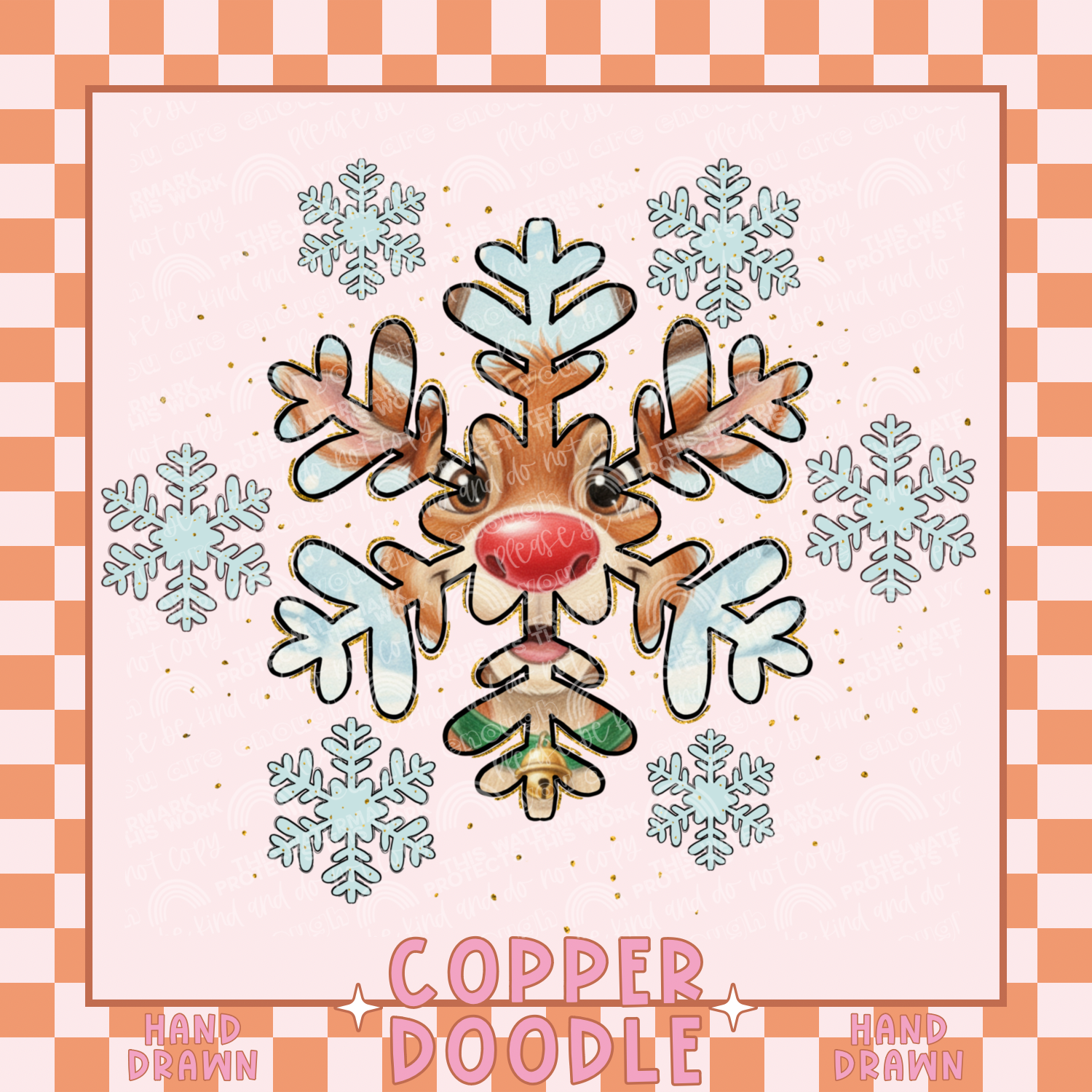 REINDEER SNOWFLAKE WITH GOLD ACCENT PNG | PNG | AUTOMATIC DOWNLOAD