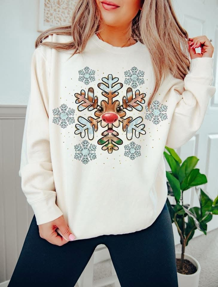 REINDEER SNOWFLAKE WITH GOLD ACCENT PNG | PNG | AUTOMATIC DOWNLOAD